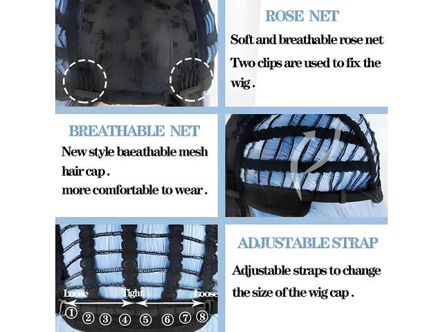 Довге блакитне волосся парик омбре RESTEQ 66 см, пряме волосся градієнт, парики з високоякісних синтетичних волокон. - Фото 3