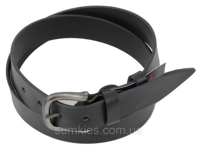 Довгий чоловічий шкіряний ремінь, батал під джинси Skipper чорний 3,8 см - Фото 2