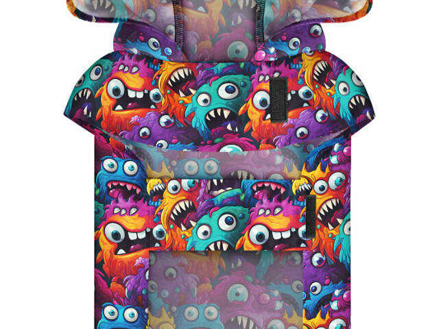 Дощовик для тварин WAUDOG Clothes Накидка з капюшоном Зубасті монстри S (356-4048) - Фото 4