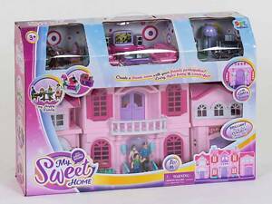 Будиночок ляльковий 16427 (12) з меблями та фігурками, світло, звук, в коробці