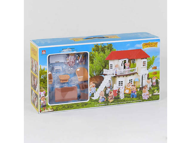 Будиночок 'Щаслива сім'я' 012-01 (6) 2 поверхи, 2 флоксових героя, меблі, світло, в коробці - Фото 1