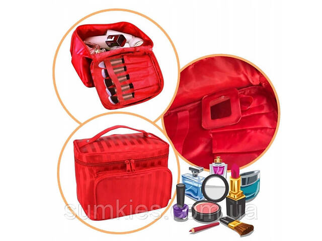 Дорожня косметичка, б'юті кейс 5L Trip Story 17x22x15 червоний - Фото 8