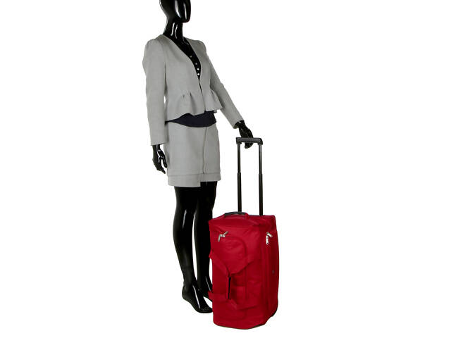 Дорожная сумка на колесах малая S тканевая Worldline 898 45л Красная - Фото 11