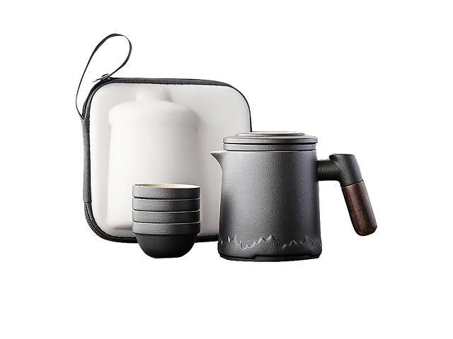 Дорожный чайный набор Lesko заварник + 4 пиалы Black с чехлом 350 ml стеклянный для пуэра - Фото 1 Дорожный чайный набор Lesko заварник + 4 пиалы Black с чехлом 350 ml стеклянный для пуэра - Фото 1