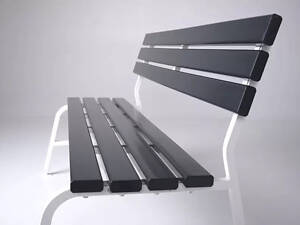 Доставка. Садовая лавка Classic LUX зі спинкою из ПВХ на металлическом каркасе. Графитово-белый