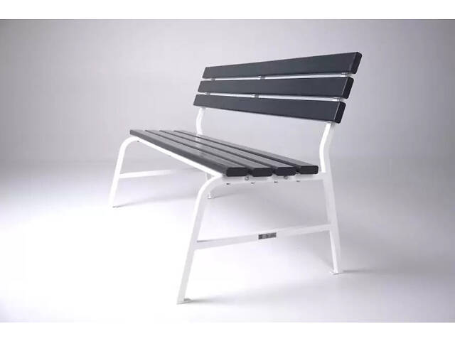 Доставка. Садовая лавка Classic LUX зі спинкою из ПВХ на металлическом каркасе. Графитово-белый - Фото 2