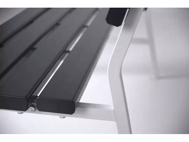 Доставка. Садовая лавка Classic LUX зі спинкою из ПВХ на металлическом каркасе. Графитово-белый - Фото 3