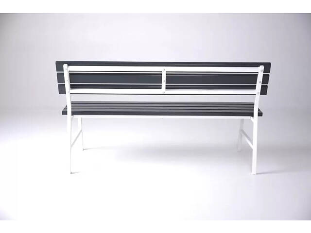 Доставка. Садовая лавка Classic LUX зі спинкою из ПВХ на металлическом каркасе. Графитово-белый - Фото 4