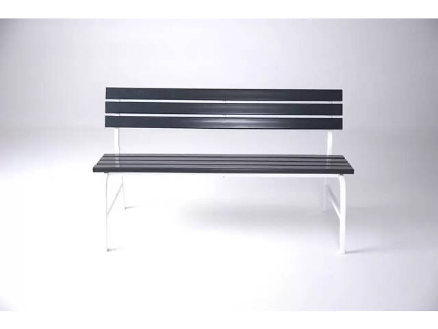 Доставка. Садовая лавка Classic LUX зі спинкою из ПВХ на металлическом каркасе. Графитово-белый - Фото 6