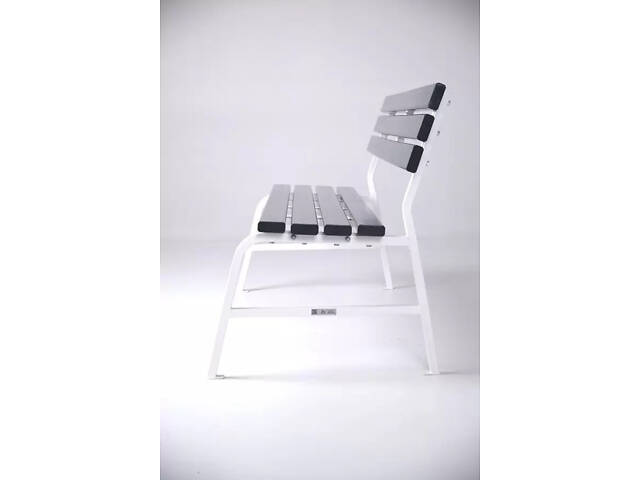 Доставка. Садовая лавка Classic LUX зі спинкою из ПВХ на металлическом каркасе. Графитово-белый - Фото 7