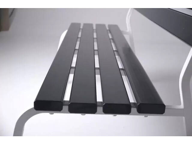 Доставка. Садовая лавка Classic LUX зі спинкою из ПВХ на металлическом каркасе. Графитово-белый - Фото 8