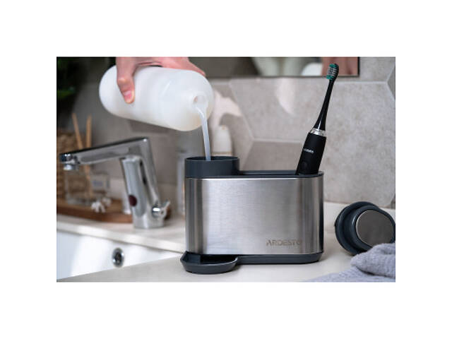Дозатор для рідкого мила Ardesto Minimalism Органайзер для миючих засобів Сірий (ARHB3102GS) - Фото 2