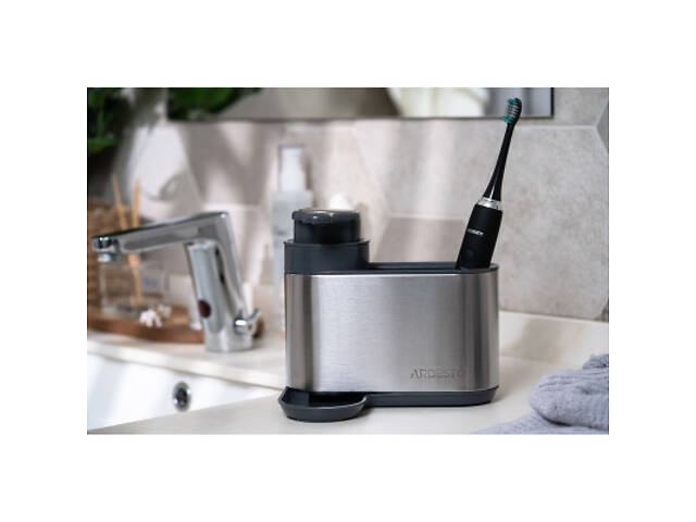 Дозатор для рідкого мила Ardesto Minimalism Органайзер для миючих засобів Сірий (ARHB3102GS) - Фото 3