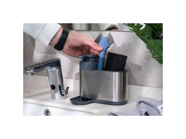 Дозатор для рідкого мила Ardesto Minimalism Органайзер для миючих засобів Сірий (ARHB3102GS) - Фото 8