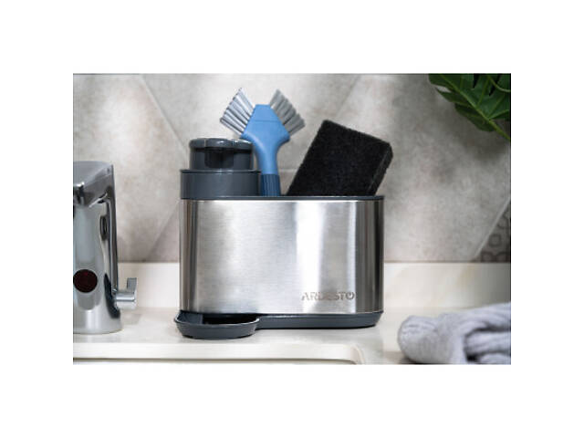 Дозатор для рідкого мила Ardesto Minimalism Органайзер для миючих засобів Сірий (ARHB3102GS) - Фото 9