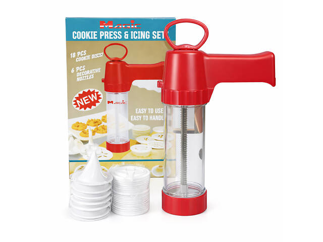 Дозатор шприц прес для печива кондитерський з нержавіючої сталі з 18 дисками та 6 насадками - Фото 1