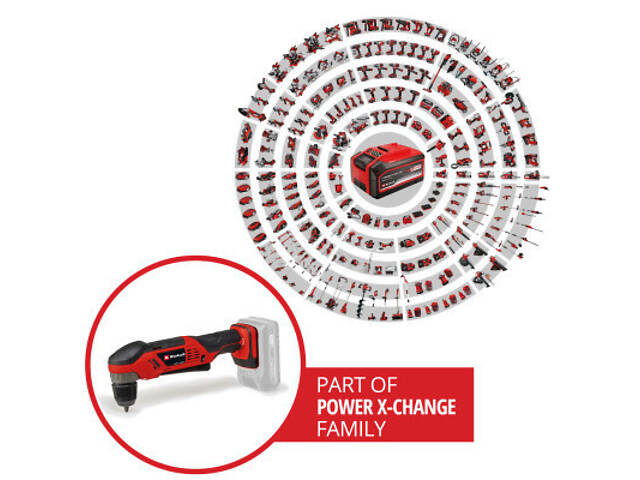 Дрель Einhell угловая TE-AD 18 Li - Solo PXC 18В, 1100 об/мин, 45Нм (без АКБ и ЗУ) (4514290) - Фото 3