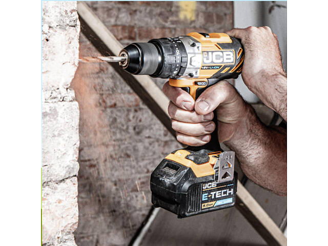 Дрель-шуруповерт аккумуляторная (JCB-18CD-B-E) 18V, max 45Nm в комплекте с зарядным устройством (JCB-18VFC-E) 2.4A и бат - Фото 9