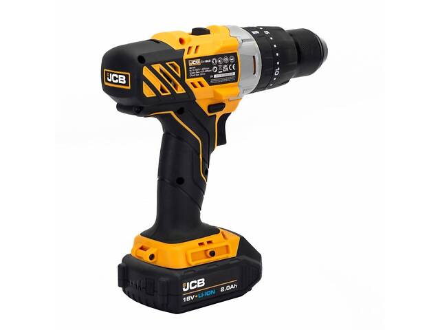 Дрель-шуруповерт аккумуляторная (JCB-18CD-B-E) 18V, max 45Nm в комплекте с зарядным устройством (JCB-18VFC-E) 2.4A и бат - Фото 2