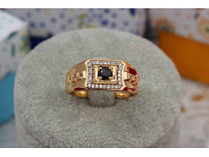 Друкка Xuping Jewelry чорний фіаніт в тарілку з боків тиснена змійка 20,21,22,23,24 р золотиста love-shopping