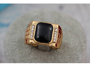 Друкка Xuping Jewelry квадратна чорна з двох боків білі фіаніти 19,24 золотиста love-shopping