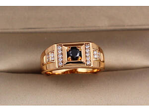 Друкка Xuping Jewelry прямокутний майданчик із чорним фіанітом в квадратику 20 р золотиста love-shopping