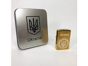 Дугова електроімпульсна USB Юсб запальничка Україна металева коробка HL-447. Колір: золотий