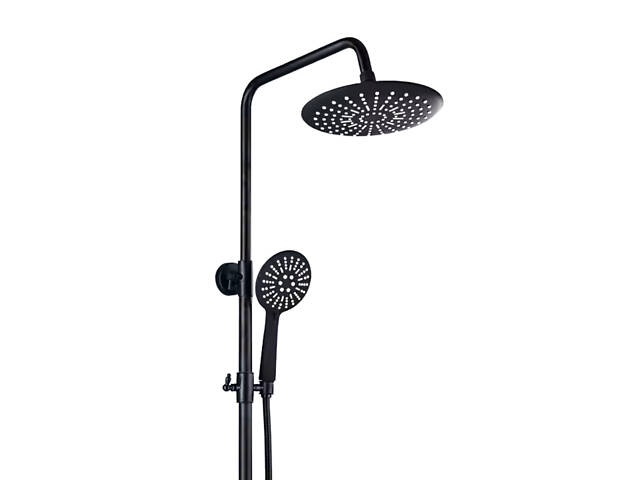 Душовий гарнітур 2 в 1 стаціонарний і ручний душ із латуні з функцією масажу, Чорний - Фото 1