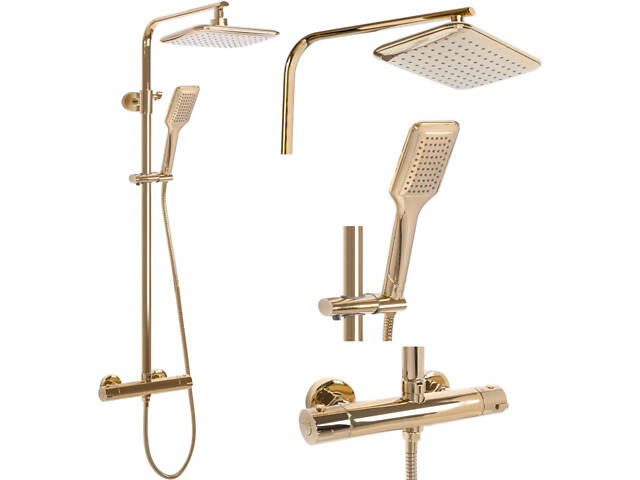 Душовий гарнітур REA TOM GOLD золотий із термостатом * - Фото 1