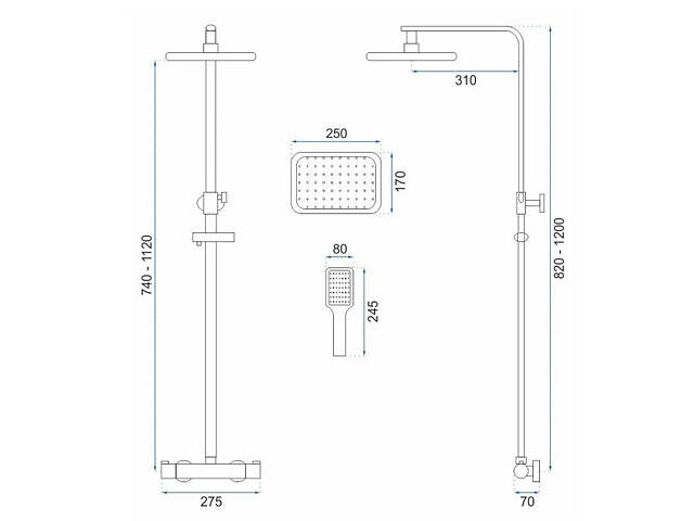 Душовий гарнітур REA TOM GOLD золотий із термостатом * - Фото 6