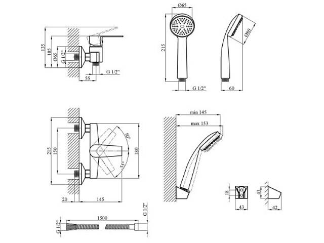 Душовий гарнітур Kroner Oker-C050 (CV019459) - Фото 7