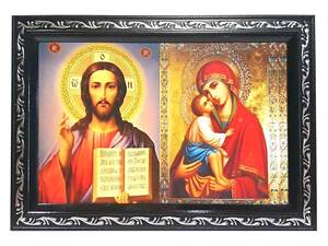 Две иконы в рамке, черная с серебряным узором, багет 1511А-1112S б\з, 14х10см