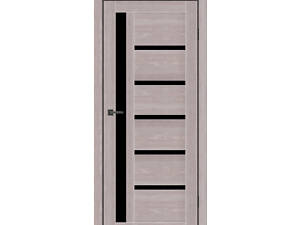 Дверное полотно MS Doors ORLEAN 80см дуб серый черное стекло сатин
