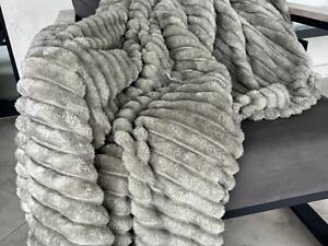 Двуспальное Плед Шарпей Серый (Полоска 4.5см) 180х220см