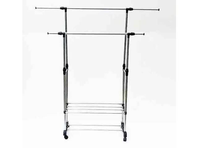 Двойная телескопическая вешалка для одежды c полкой для обуви Coat Hanger до 30 кг - Фото 6