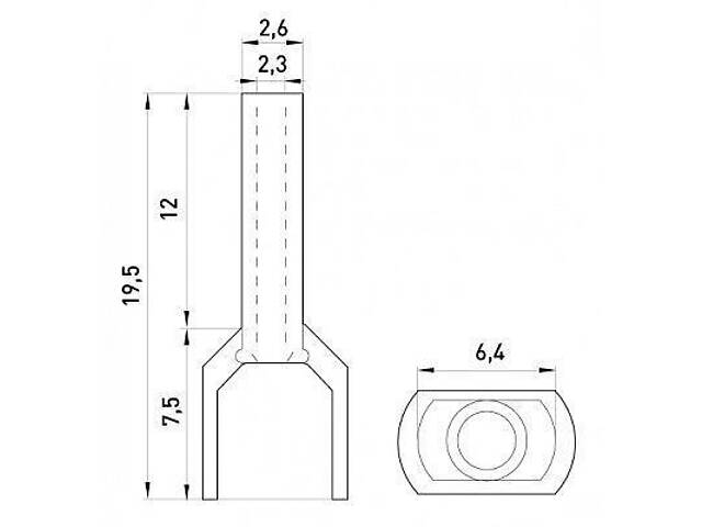 Двойной изолированный наконечник 2x1,5мм.кв L12 черный (100шт)[s4037006] E.NEXT - Фото 2