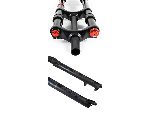 Двокорона велосипедна вилка NanLio 29' QR 100x9 мм, хід 150 мм, для (MTB) DH/XC, Чорна - Фото 8