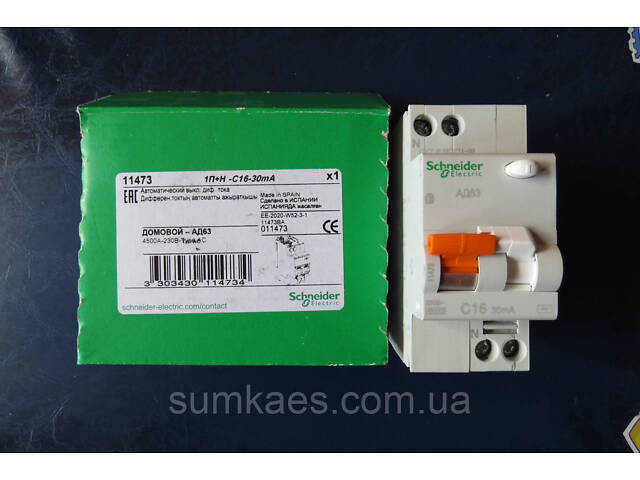 Дифференциальный автомат 11473 Schneider Electric АД63 дифавтомат выключатель узо - Фото 1