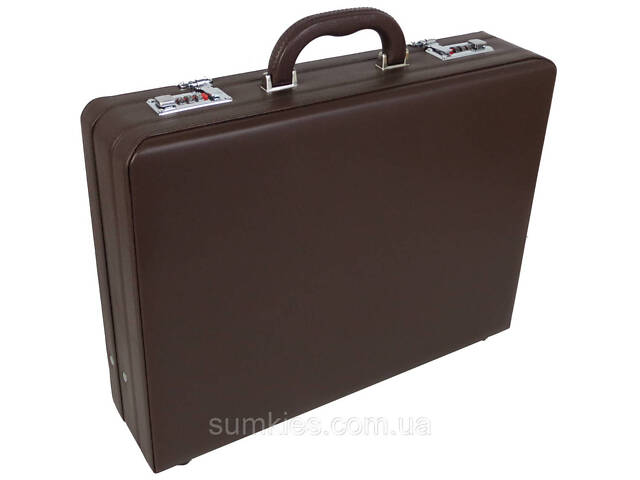 Дипломат з екошкіри зі збільшенням обсягу Portfolio коричневий - Фото 1