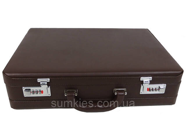 Дипломат з екошкіри зі збільшенням обсягу Portfolio коричневий - Фото 2