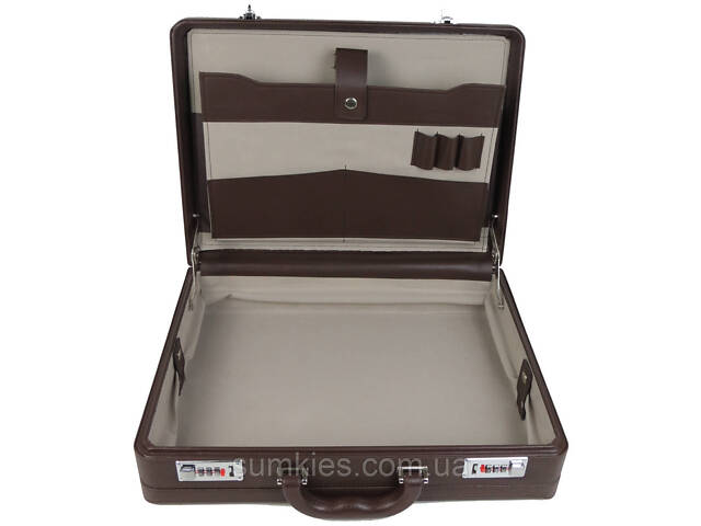 Дипломат з екошкіри зі збільшенням обсягу Portfolio коричневий - Фото 5