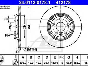 Диск гальмівний ATE 24011201781 на AUDI A6 (4G2, C7, 4GC)