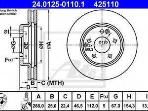 Диск гальмівний ATE 24012501101 на MERCEDES-BENZ C-CLASS седан (W202)