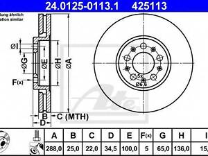 Диск гальмівний ATE 24012501131 на SEAT IBIZA V (6J5, 6P5)