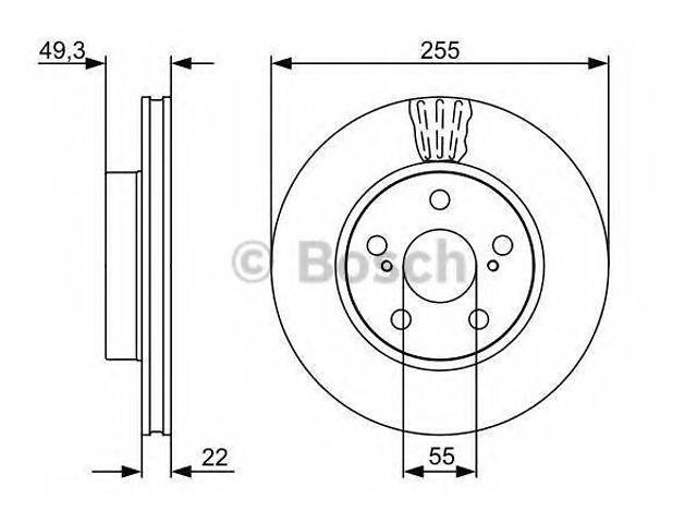 Тормозной диск BOSCH 0986479564 на TOYOTA PRIUS Наклонная задняя часть (NHW20_) - Фото 1