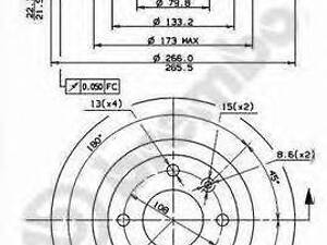 Тормозной диск BREMBO 09869511 на CITROËN C4 II (B7)