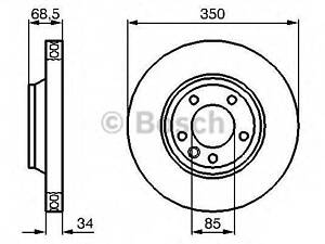 Тормозной диск (передний) Audi Q7 06-15 Porsche Cayenne 02-VW Touareg 02-10 (350x34) (L) BOSCH 0986479249 на AUDI Q7 (4L)