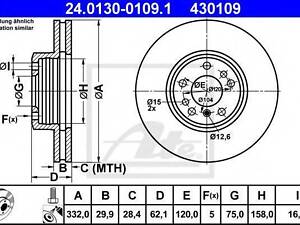 Диск гальмівний (передній) BMW X5 (E53) 00-06 (332x30) (з покриттям) (вентильований) ATE 24013001091 на BMW X5 (E53)
