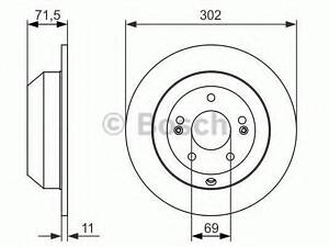Тормозной диск (задний) Hyundai Santa FeKia Sorento 10- (301.8x11) BOSCH 0986479081 на KIA SORENTO II (XM)
