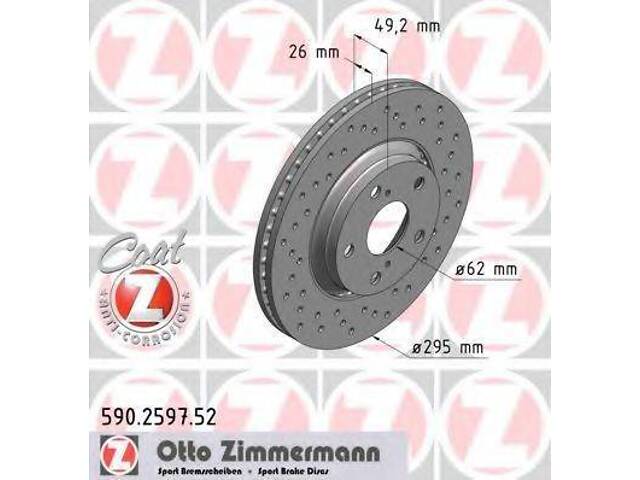 Диск гальмівний ZIMMERMANN 590259752 на TOYOTA AVENSIS седан (ZRT27, ADT27) - Фото 1